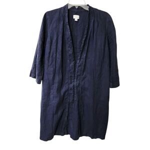 J.Jill PURE JILL LINEN CARDIGAN XS NAVY OPEN CASUAL LAGENLOOK CAPSULE BASIC